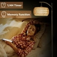thumbnail image 3 of Black Arc Floor Lamp with Remote Control Dimmable LED Bulb 3 Color Temperatures Rattan Fabric Double Drum Shade Boho Farmhouse Tall Standing Lamp for Living Room Bedroom, 3 of 9