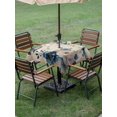thumbnail image 4 of Outdoor Tablecloth with Umbrella Hole for Patio/Picnic/Party/Camping, Vintage Blue Floral Waterproof Table Cloth Square Cover Washable, Butterflies Watercolor Flower Tan (60"x 60"), 4 of 8