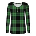 thumbnail image 4 of Stichou Womens Winter Shirts 2025 Henley Plaid Slim Fit Long Sleeve Comfy Tops Casual Button T-Shirts Trendy Outfits Dark Green L, 4 of 5