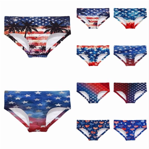 lnmuld Independence Day Girls Print Swim Briefs Patriotic Kids Bikini Bottoms Size:5-6 Years