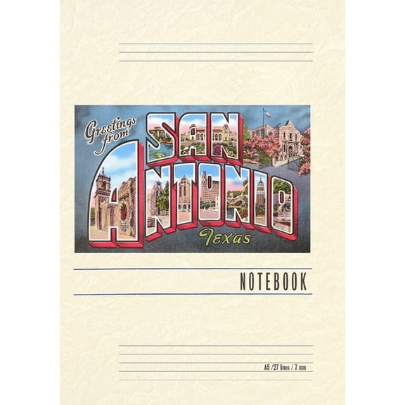 Vintage Lined Notebook Greetings from San Antonio, Texas, (Paperback)