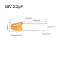 thumbnail image 2 of 2.2uF Tantalum Capacitor 50V 2 Pin Yellow Radial Dipped Tantalum Bead Capacitors 10pcs, 2 of 3