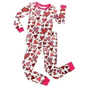 Elowel Girls Heart 2 Piece Pajama Set 100% Cotton Size 12 Pink