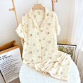 thumbnail image 2 of BOOMNY Women's Pajama Sets 2 Peice Pjs Set for Women Graphic Short Sleeve Buttons Sleepwear Tops Shorts Homewear Loungewear Sets, 2 of 3