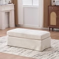 thumbnail image 2 of Xukmct Modern Rectangle Bench with Metal Legs, Upholstered Chenille Ottoman for Living Room Bedroom Entryway and Office, Beige, 2 of 8