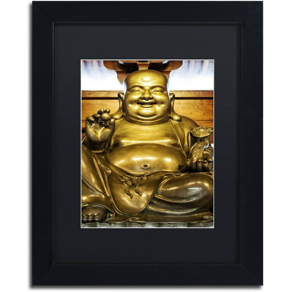 Trademark Fine Art "Gold Buddha" Canvas Art by Philippe Hugonnard, Black Matte, Black Frame