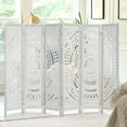 thumbnail image 4 of Ecomex 6 Panel Room Divider, Wood Carved Folding Privacy Screen, 96"W x 67"H,White, 4 of 7