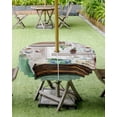 thumbnail image 4 of Hokiten Outdoor Tablecloths with Umbrella Hole & Zipper, Green Gray Round Tablecloths 60 Inch, Farmhouse Summer Botanical Wooden Waterproof Table Cloth, Patio/Pool/Picnic Table Covers, 4 of 7