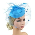 thumbnail image 5 of Women's Feather Fascinators Hat - Hair Pin Cocktail Headwear Pillbox Hat  Sky Blue (One Size), 5 of 6