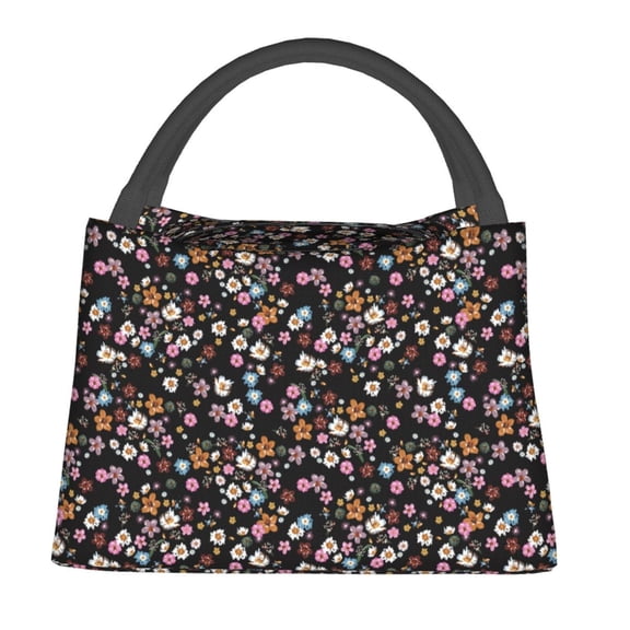 Fuzoiu Daisies Flowers Print Portable Insulation Lunch Bag,Large Lunch Box,Container Reusable Leakproof Tote for Work, Travel, and Outdoor Activities