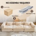 thumbnail image 7 of Convertible Floor Sofa Bed, Chenille Cloud Couch with Pillow Back & Armrest, Foldable Loveseat Sectional Sofa with Fixed-Shape Frame for Living Room, Beige, 7 of 7