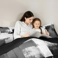 thumbnail image 5 of Manfei Modern Abstract Ombre Bedding Comforter Set, Black Grey Rectangle Square Twin Comforter Sets, Teens Kids Adult Reversible Bedding Set, Luxury Bedroom Decor, 2-Piece, 5 of 9