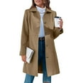 thumbnail image 4 of Elabch Winter Coats for Women Women's Elegant Single Breasted Coat Long Sleeve Mid Winter Overcoat Work Office Pea Coats Khaki XXL, 4 of 9