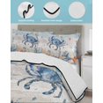 thumbnail image 4 of Quilts Twin-XL Size Bedding Set, Crab Coastal Lightweight Quilted Comforter, Summer Beach Coral Starfish Blue Grey Soft Reversible Bedspread Coverlet with Pillow Covers for All Season, 68" x 98", 4 of 7