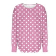 thumbnail image 6 of Blmnix Business Work Basic Tops Oversized Pink Polka Dot Women's Work Tops Long Sleeve Crew Neck Blouses, 6 of 6