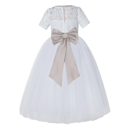 

White Floral Lace Vintage Flower Girl Dresses Special Occasions LG2T