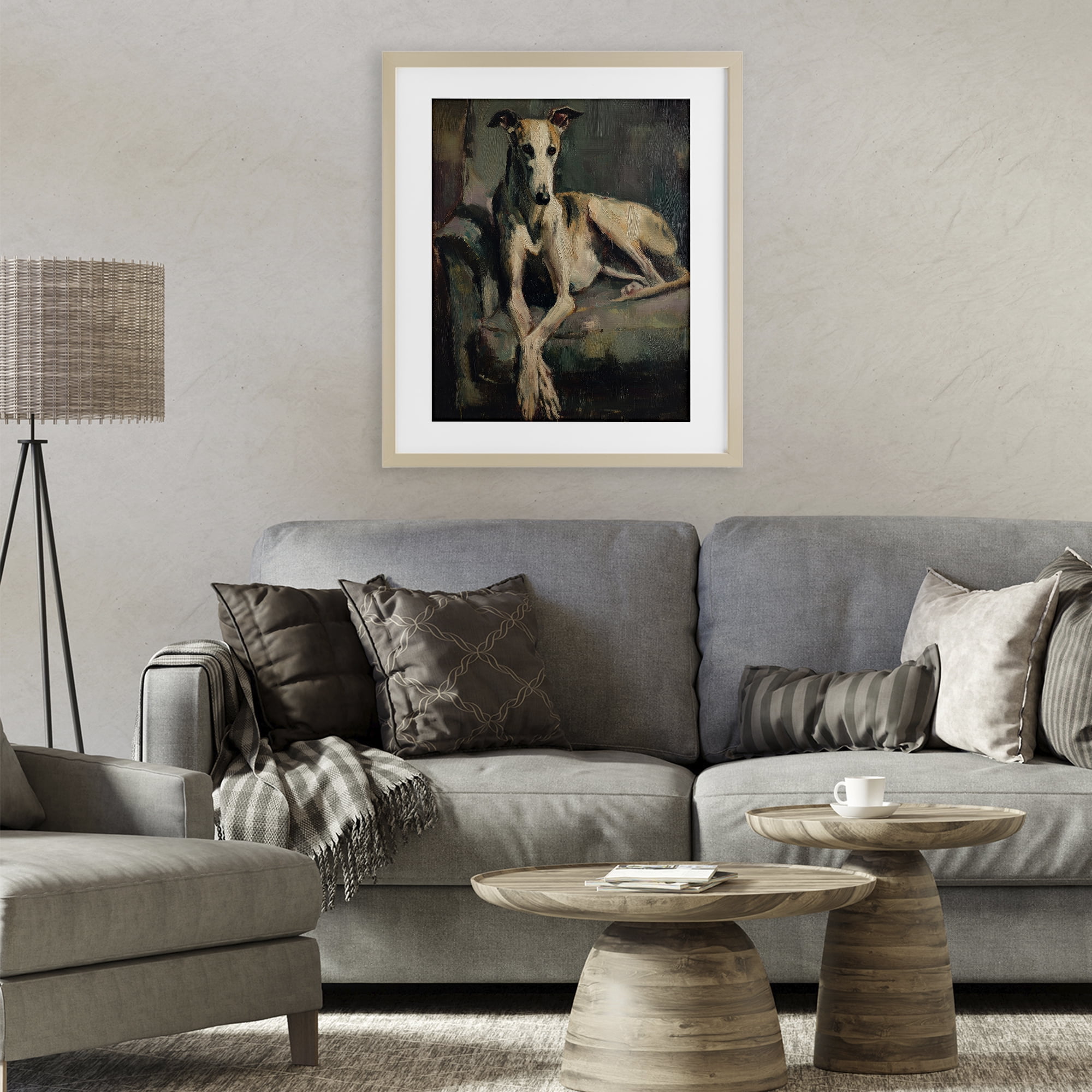 Stupell Industries Regal Comfort Whippet Dog Birch Framed Print Under Glass, design by Svetlana Aleynikova