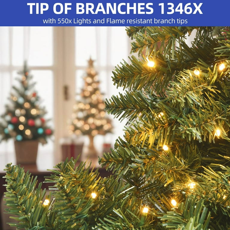 LYYHTY 7.5 ft Prelit Christmas Tree with 550 LED 2 Color 11 Light Mode Remote & Stand