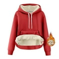 thumbnail image 7 of Winter Outfits Womens Hoodies with Pocket Sherpa Fleece Lined Thick Warm Hooded Sweatshirt Pullover Thermal Tops (S, Red), 7 of 7