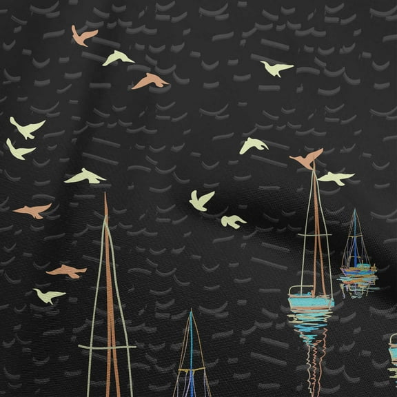 oneOone Polyester Spandex Black Fabric Tropical Bach Sewing Craft Projects Fabric Prints By Yard 56 Inch Wide