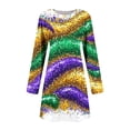 thumbnail image 4 of Hyknon Carnival Dresses for Women Spring Fashion Round-Neck Long Sleeve Midi Dresses Lightweight Carnival Graphics Printed A-line Pullover Dresses, 4 of 5