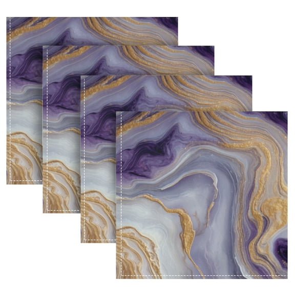 Cloth Napkins Set of4 100% Satin Peachskin Velvet 20x20inx4 Napkins Cloth napkins are washable Soft and Absorbent Purple Marble Pattern
