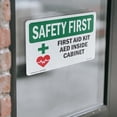 thumbnail image 4 of First Aid Kit AED Inside Cabinet With Symbol OSHA SAFETY FIRST Vinyl Decal Label 7 Inch x 5 Inch - 10 Pack, 4 of 6