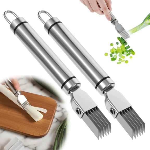 2 Pcs Scallion Cutter Kitchen Scallion Cutters Shred Knife With Stainless Steel Scallions Cutter Vegetable Garlic Cutteres Food Speedy Chopper For Kitchen Cutting Vegetable Onion Garlic Cutteres Tool