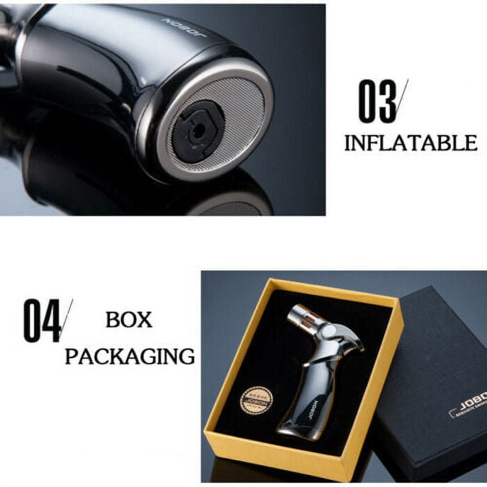 Windproof Luxury 4 Nozzles Quad Jet Torch Lighter Elegant Four Flame Butane Gas Cigar Cigarette Lighter - Gold
