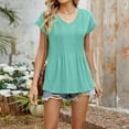 thumbnail image 4 of Tittly T Shirts for Women Spring Tops for Women Womens Tops Casual Summer Sleeve T Shirts Trendy Ruffle Short Sleeve Loose V Neck Tunic Tops Tshirts Shirts Basic Tees Mint Green M, 4 of 9