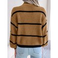 thumbnail image 3 of ZAXARRA Pull Col Roulé Ample pour Femmes Manches Longues Rayé Printemps Automne Mode Urbaine, 3 of 7