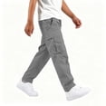 thumbnail image 5 of Boys Cargo Pants Zeophrasy Children's Solid Color Loose Casual Fashionable Elastic Waist Casual Sports Workwear Pants Kids, 5 of 8