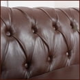 thumbnail image 3 of Dark Brown PU Leather Chesterfield Three-Seater Sofa - 84.65" Wide Living Room Sofa with Rolled Arms & Pocket Springs, 3 of 14