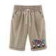 thumbnail image 2 of Puntoco Pantalones cortos casuales para mujer con estampado de cintura elástica para mujer con bolsillos casuales, pantalones cortos hasta la mitad, 2 of 3