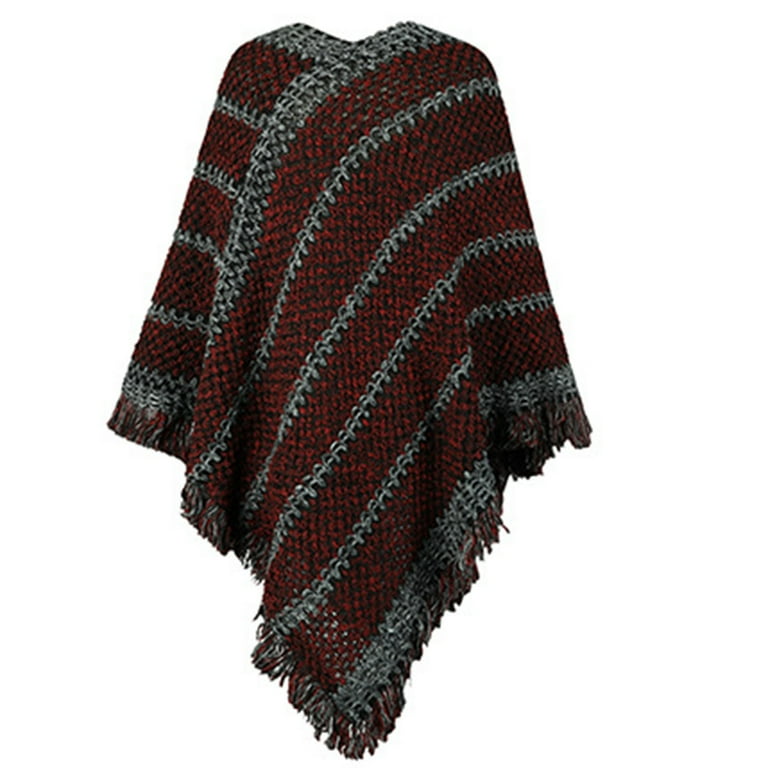 Cloak Tassel Stripe Round Neck Sweaters Cloak Tassel Stripe Round Neck Sweaters
