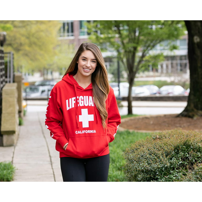 LIFEGUARD Officially Licensed Ladies California Hoodie Sweatshirt Apparel  for Women, Teens and Girls (X-Large, Red)