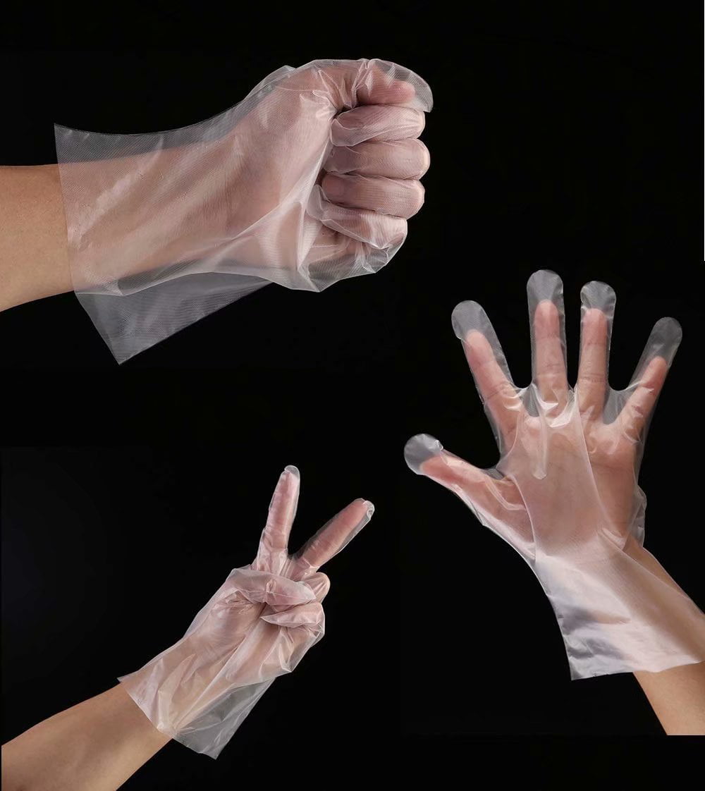Embossed Clear 500 Polyethylene Disposable Gloves PE - Food Handling Prep 