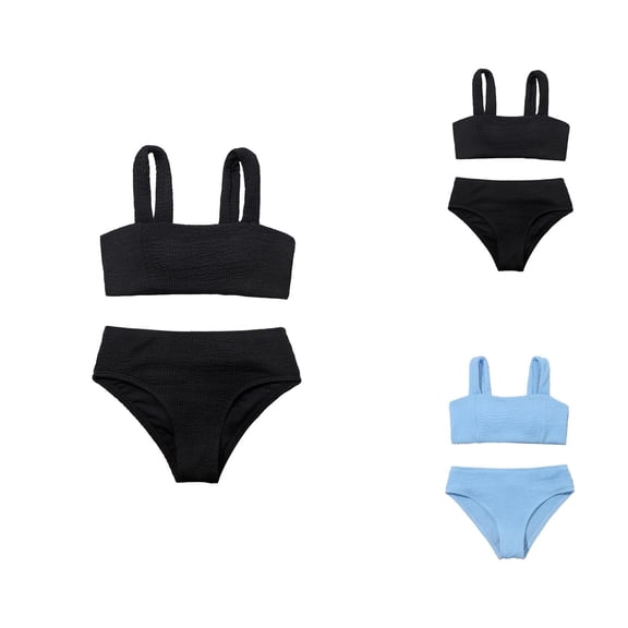 Girls Swimsuits Girls Bathing Suits Girls Swimwear for Toddlers Two-Piece High-Waisted Bikini Set in Solid Sport Style for Girls Swim Bathing Suit Quick-Dry Fabric and Easy-Care Construction