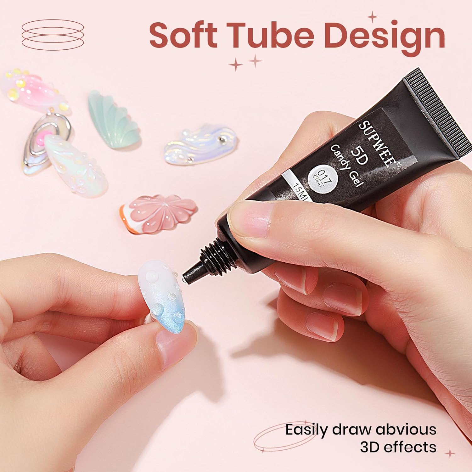 Gel Pour Ongles 3D Et Colle à Strass - 2 Pièces De 15g, Transparent, Neuf