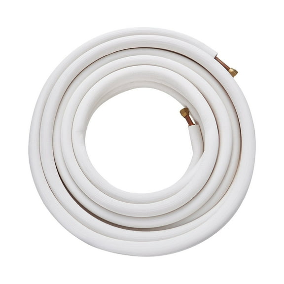 HCY 50FT Mini Split Line Set, 3/8" & 5/8" O.D Copper Pipes Tubing and Triple-Layer Insulation, for Mini Split Air Conditioning Refrigerant or Heating Pump Equipment & HVAC with Wrapping Strips.