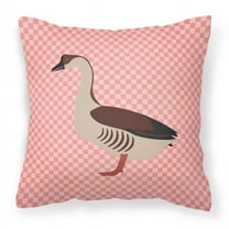 Carolines Treasures BB7896PW1414 Chinese Goose Pink Check Fabric Decorative Pillow, 14 x 14 in.