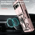 thumbnail image 3 of Nalacover Case for Google Pixel Fold Heavy Duty Camera Lens Sliding Cover with Ring Holder Bracket, Rugged PC + TPU Military Grade Shockproof Metal Magnetic Car Mount Cover, Rosegold, 3 of 9