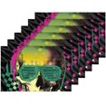 thumbnail image 5 of EREHome Hipster Crâne Set de Support de Plaque de Set de 6, Tapis de Table Protecteur 12x18 Pouces, 5 of 5