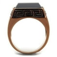thumbnail image 3 of Mens Coffee Brown Ring Anillo Cafe Para Hombres Stainless Steel with Synthetic Onyx in Jet, 3 of 4