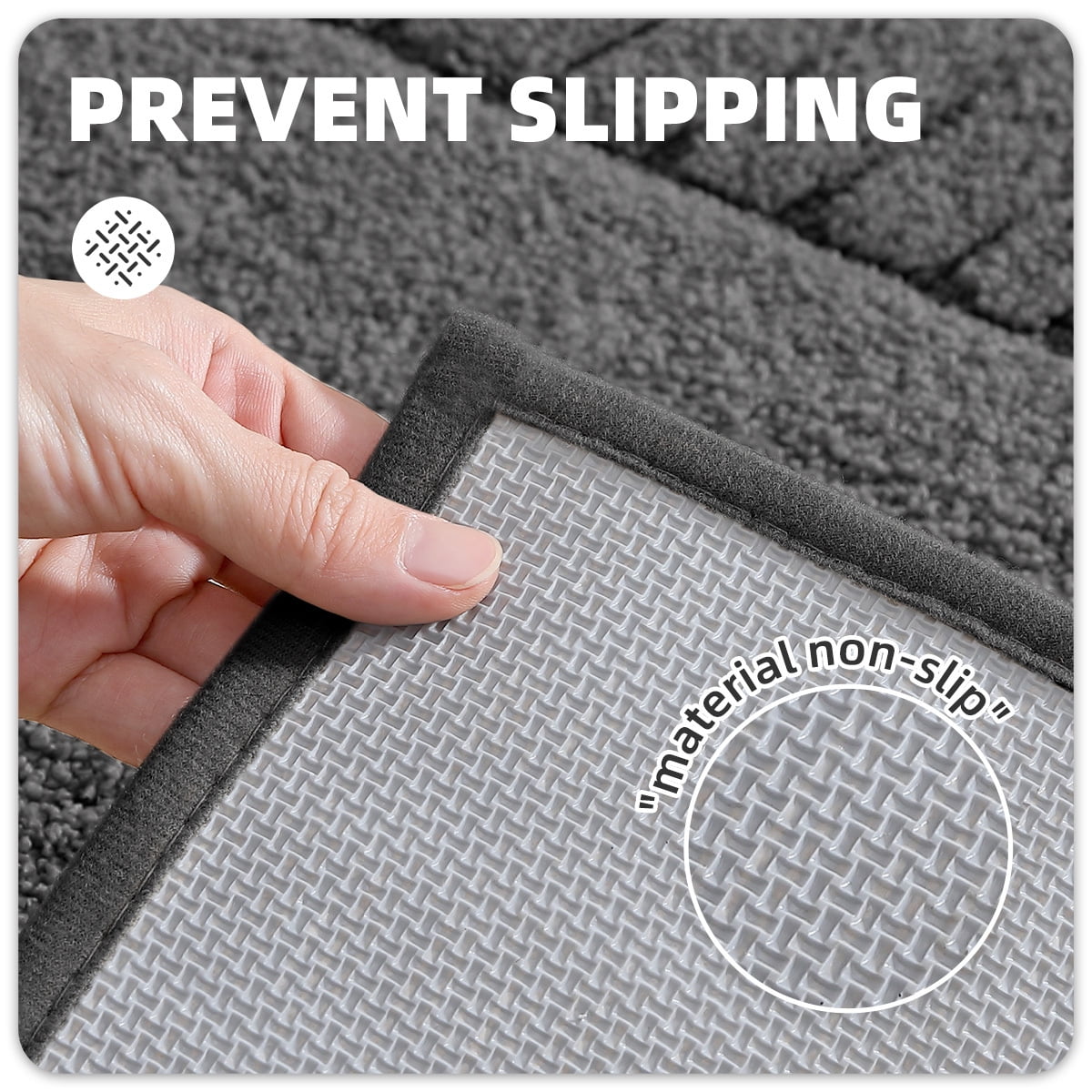 PABUBE Bathroom Rugs 20"x32", Absorbent Bath Mats Rugs for Bathroom Floor Non Slip Non Skid, Soft Shag Microfiber Machine Washable Shower Bath Mat for Bathroom Decor, Dark Gray