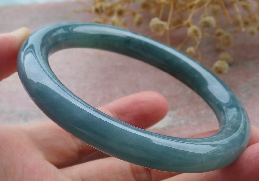 Green Natural A JADE Jadeite Circle Bangle Bracelet 55 mm 680207 TN