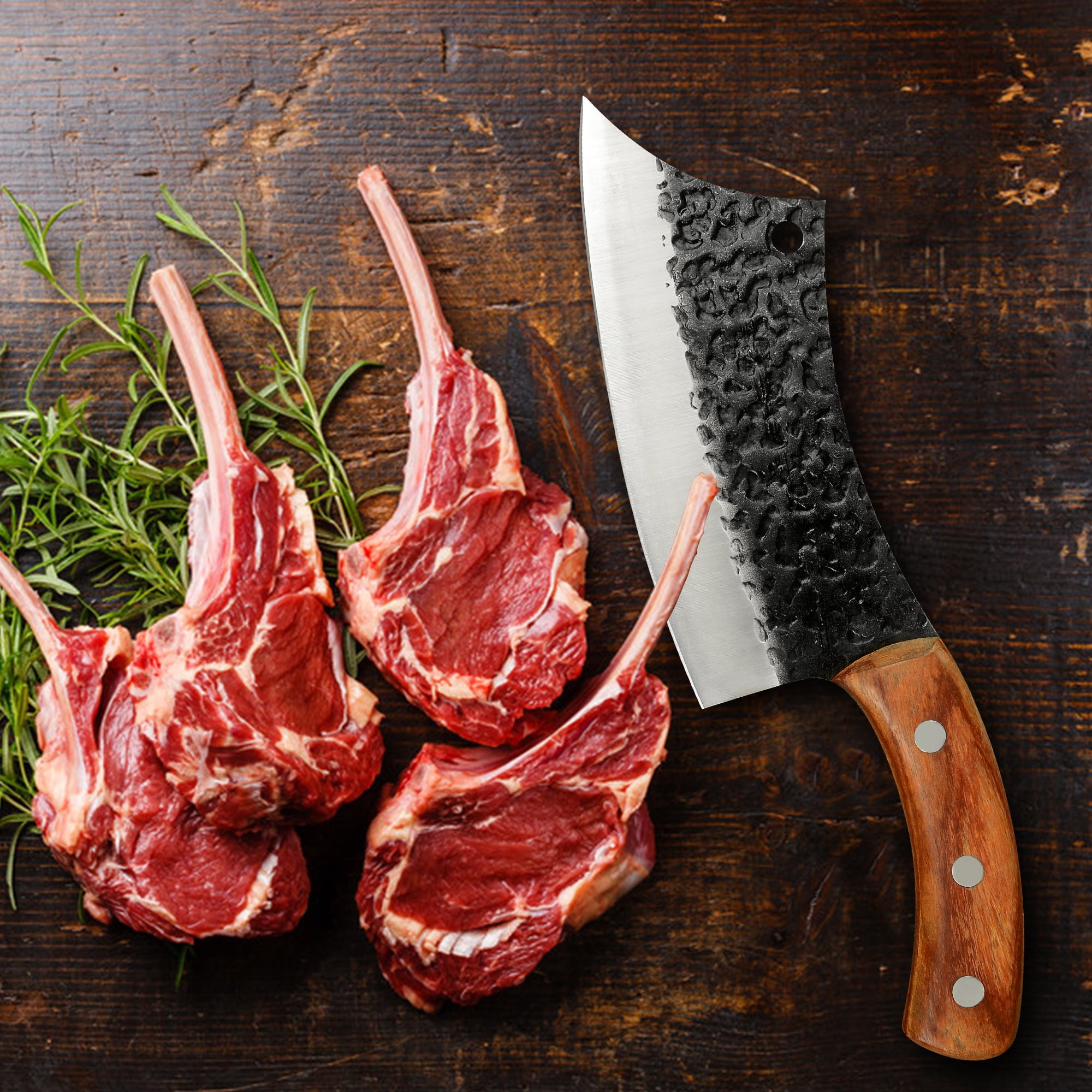 6.2 Inch Chef Knife Cutting Butcher Kitchen Knife High Carbon Steel Slicing Cleavers For Meat Vegetable Cooking Tool Knifve With Carrying Leather Sheath, Men and Women gift