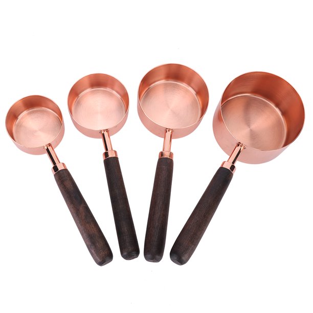 Wood Handle 4Pcs/Set Stainless Steel Measuring Cup Baking Measuring Cup  Measuring Cup Cooking For Cake Shop Home Kitchen For Baking