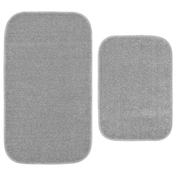 Garland Rug Gramercy Washable Bath Rug Set, 2 Piece (20"x34" & 17"x24") Silver