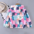 thumbnail image 5 of Usaibhir Toddler Girls Cartoon Cat Print Zip Jacket Hooded Trench Lightweight Kids Fleece Coats Windbreaker Outdoor Cute Coats 2-10T, 5 of 9